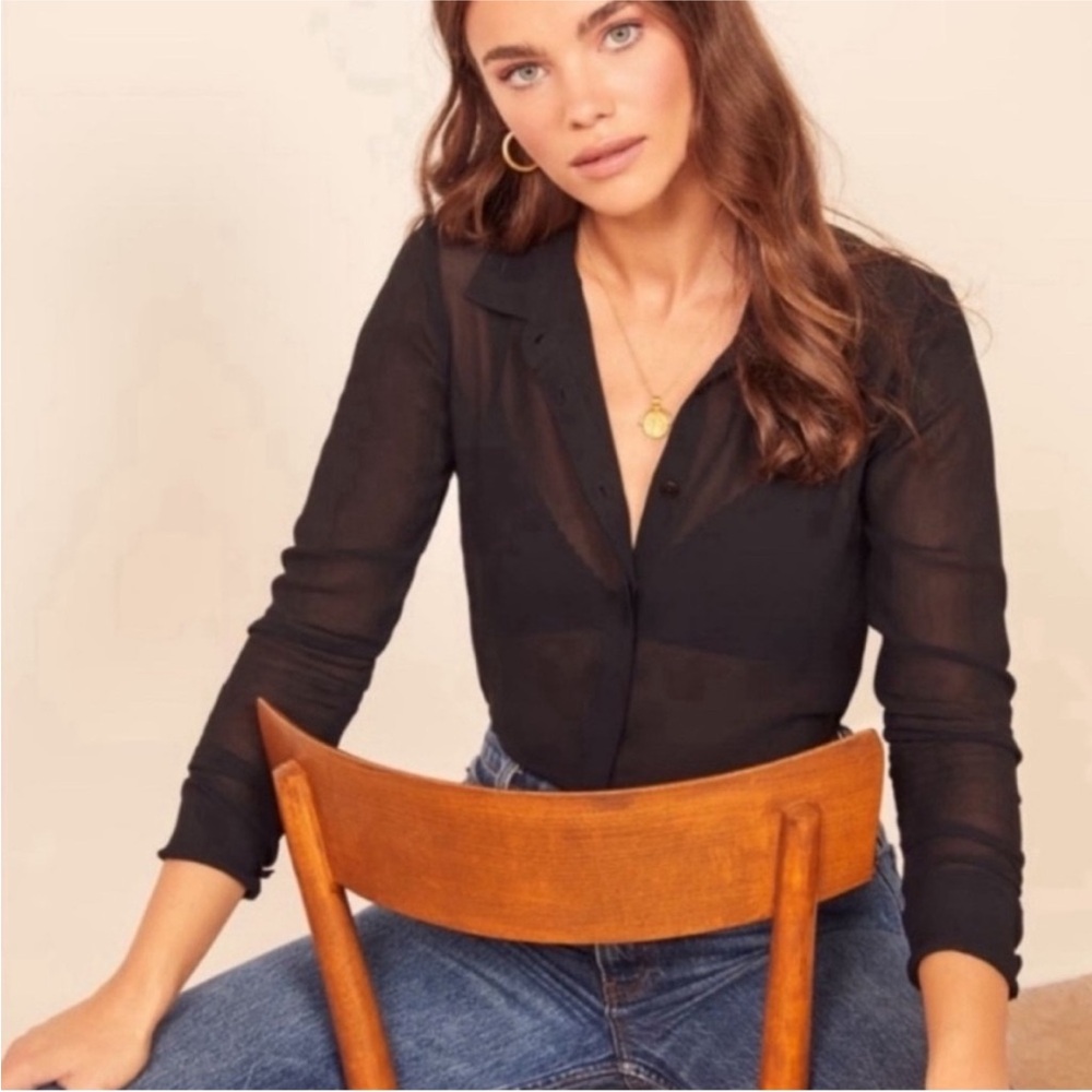 Reformation Violet Sheer Blouse Sz S